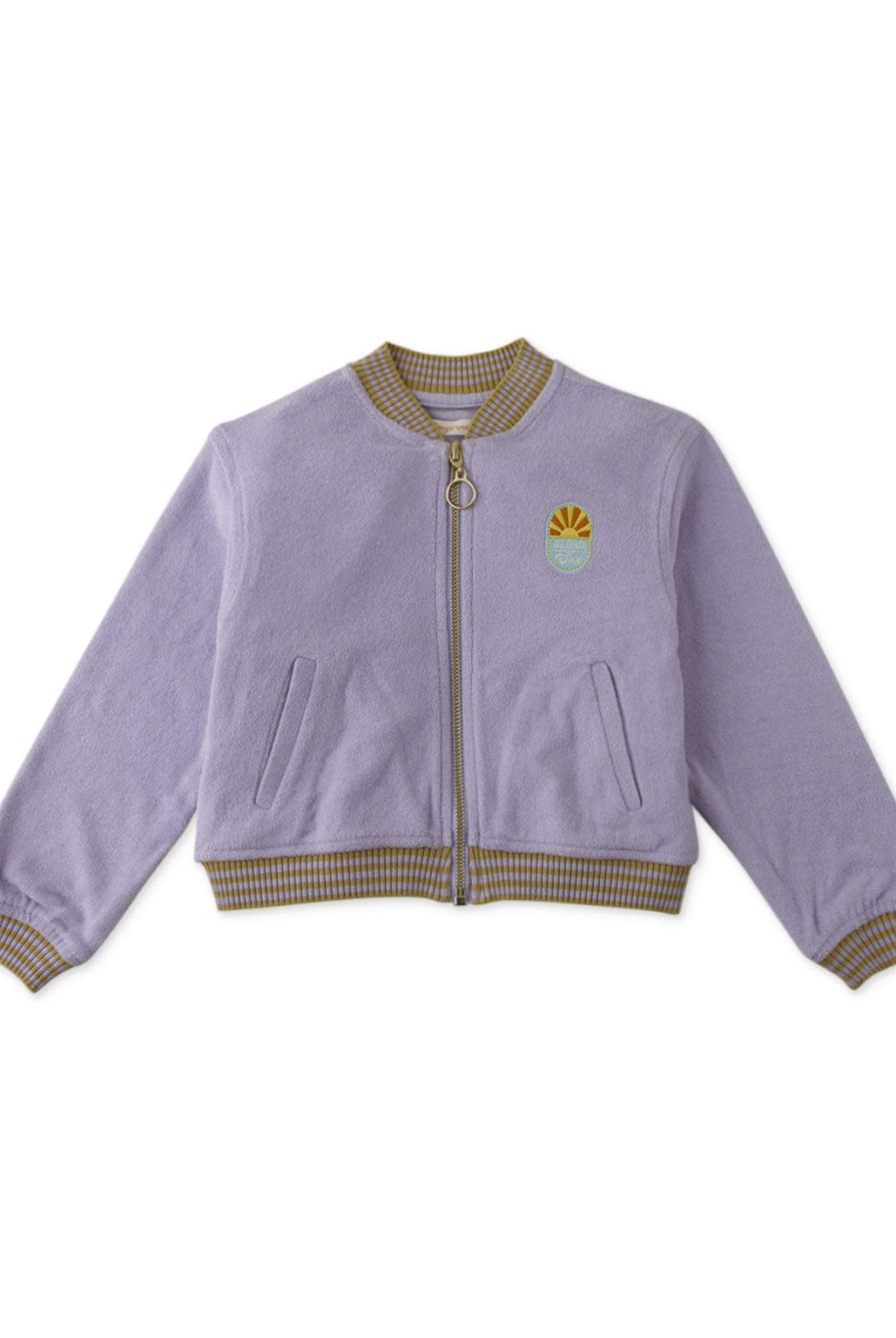 جينجرسنابس جاكيت كم طويل بسحاب أمامي وجيوب بناتي أرجواني