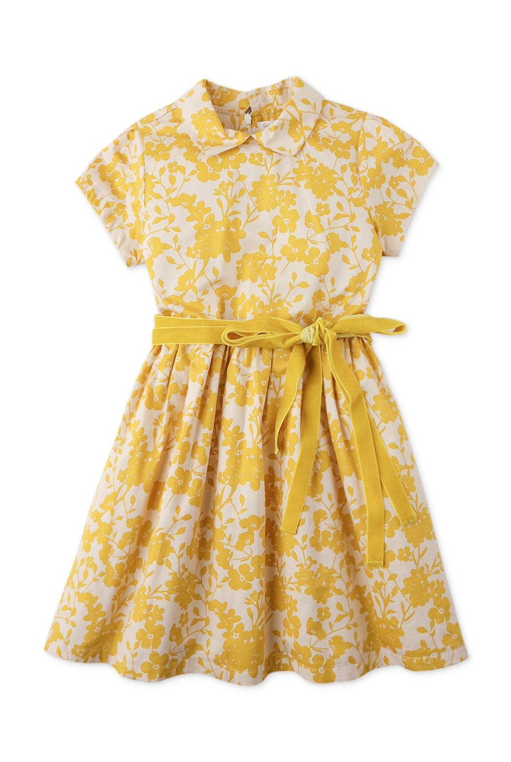 جينجرسنابس فستان بناتي منسوج مورد كم قصير أصفر