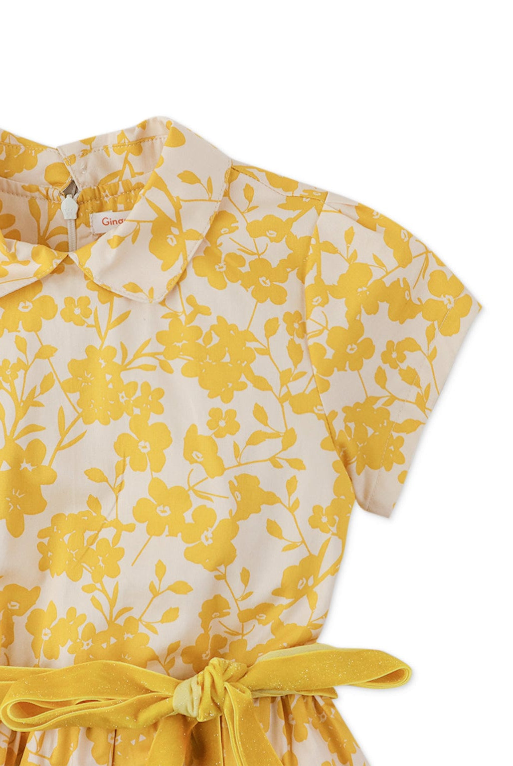 جينجرسنابس فستان بناتي منسوج مورد كم قصير أصفر