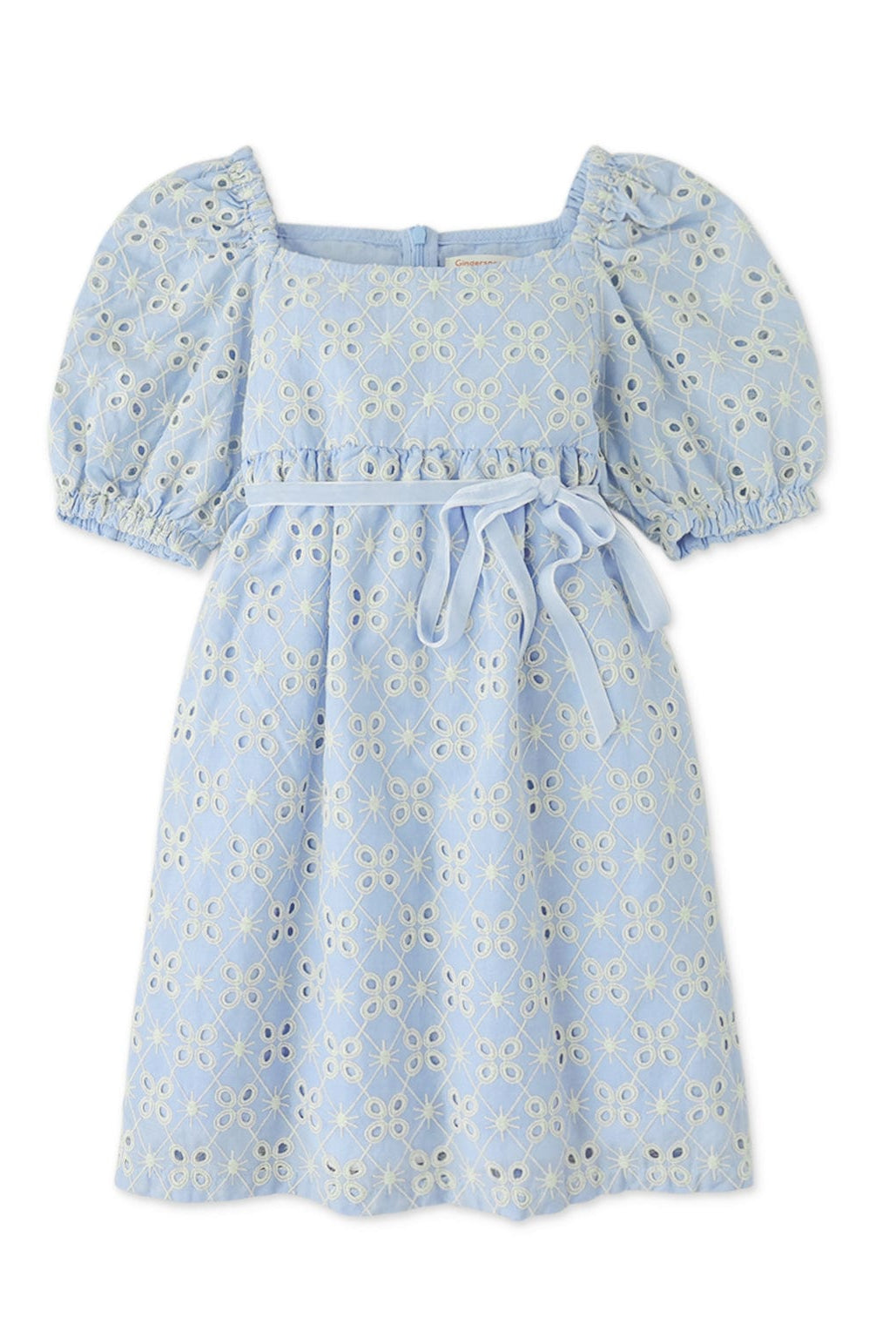 جينجرسنابس فستان بناتي منسوج مخرم أزرق