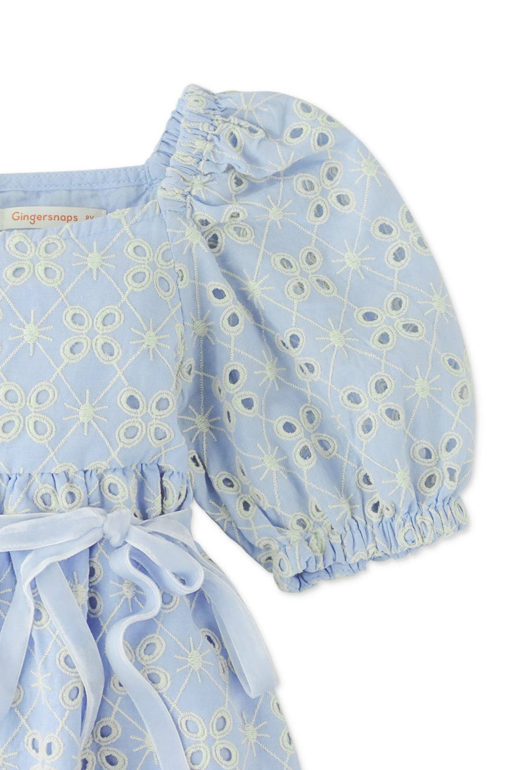 جينجرسنابس فستان بناتي منسوج مخرم أزرق