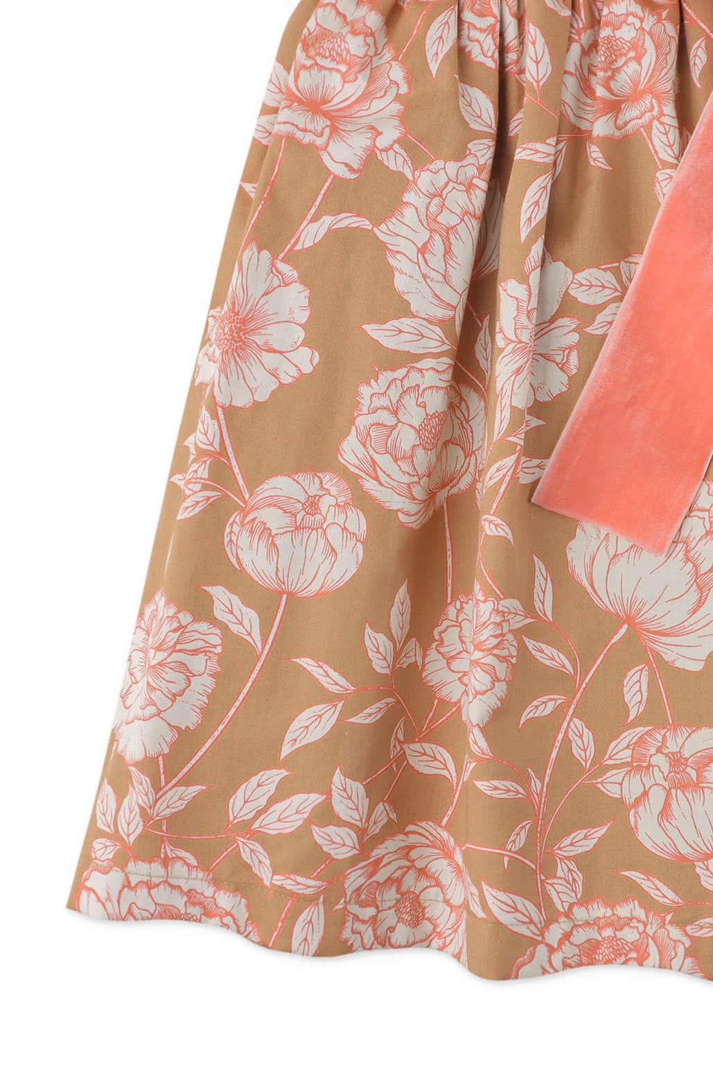 جينجرسنابس فستان بناتي منسوج بنقشة ورود ورباط على الخصر بني