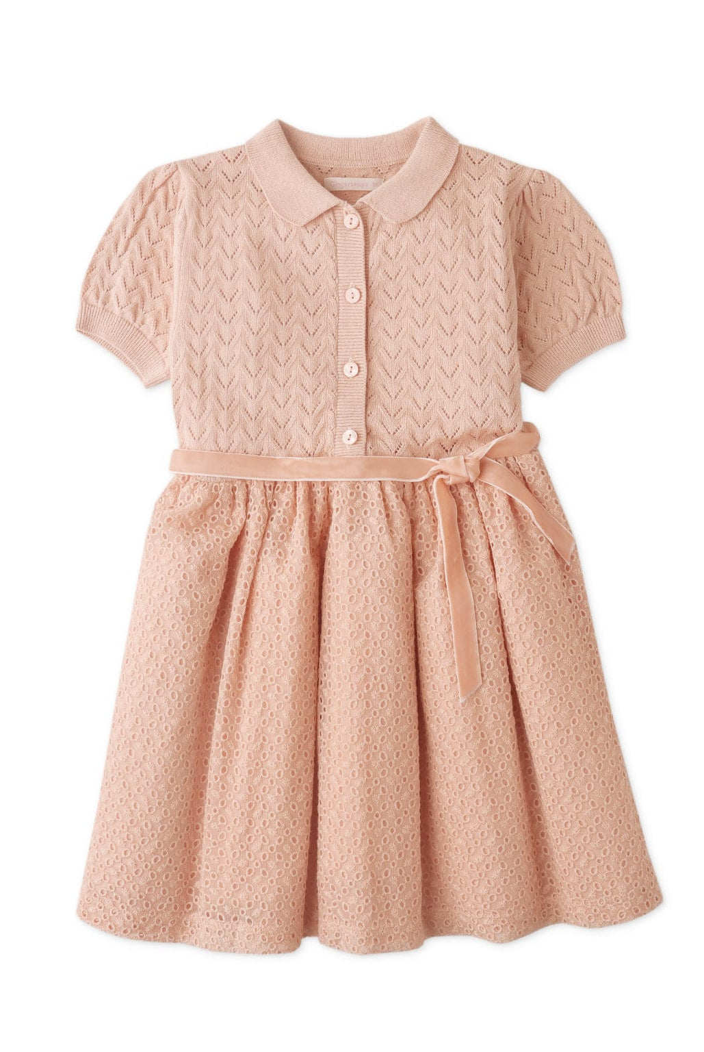 جينجرسنابس فستان بناتى بزراير وحزام على الخصر