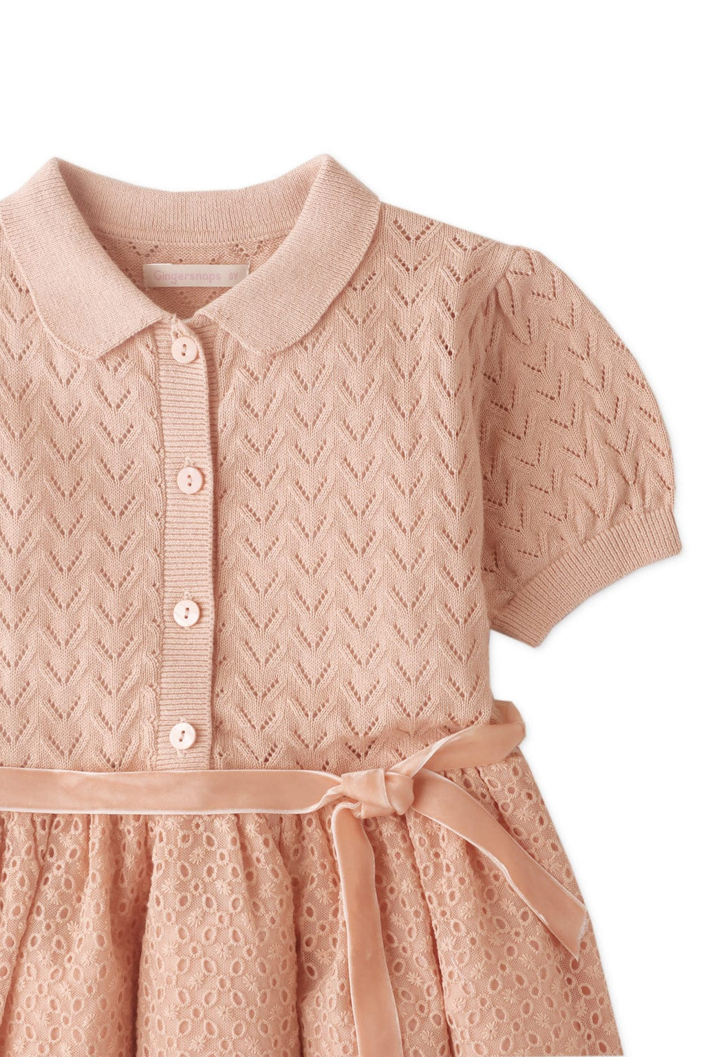 جينجرسنابس فستان بناتى بزراير وحزام على الخصر