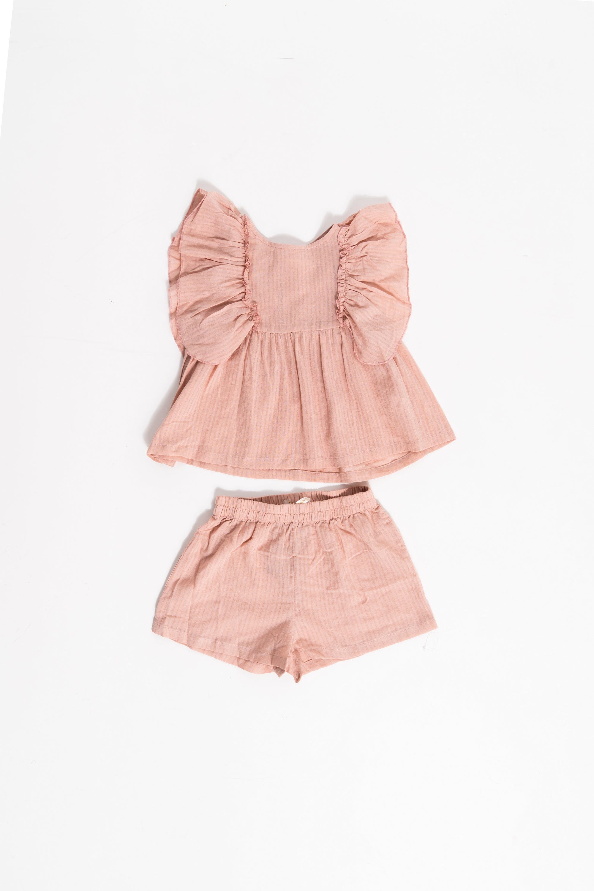 جينجرسنابس طقم شورت وبلوزة سادة بناتي وردي داكن