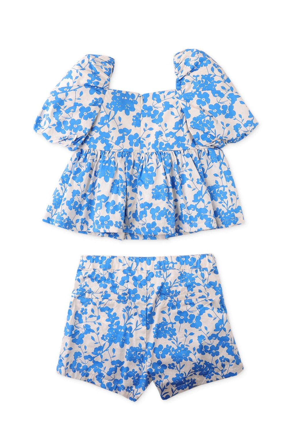 جينجرسنابس طقم شورت مشجر وبلوزة نص كم بناتي أزرق