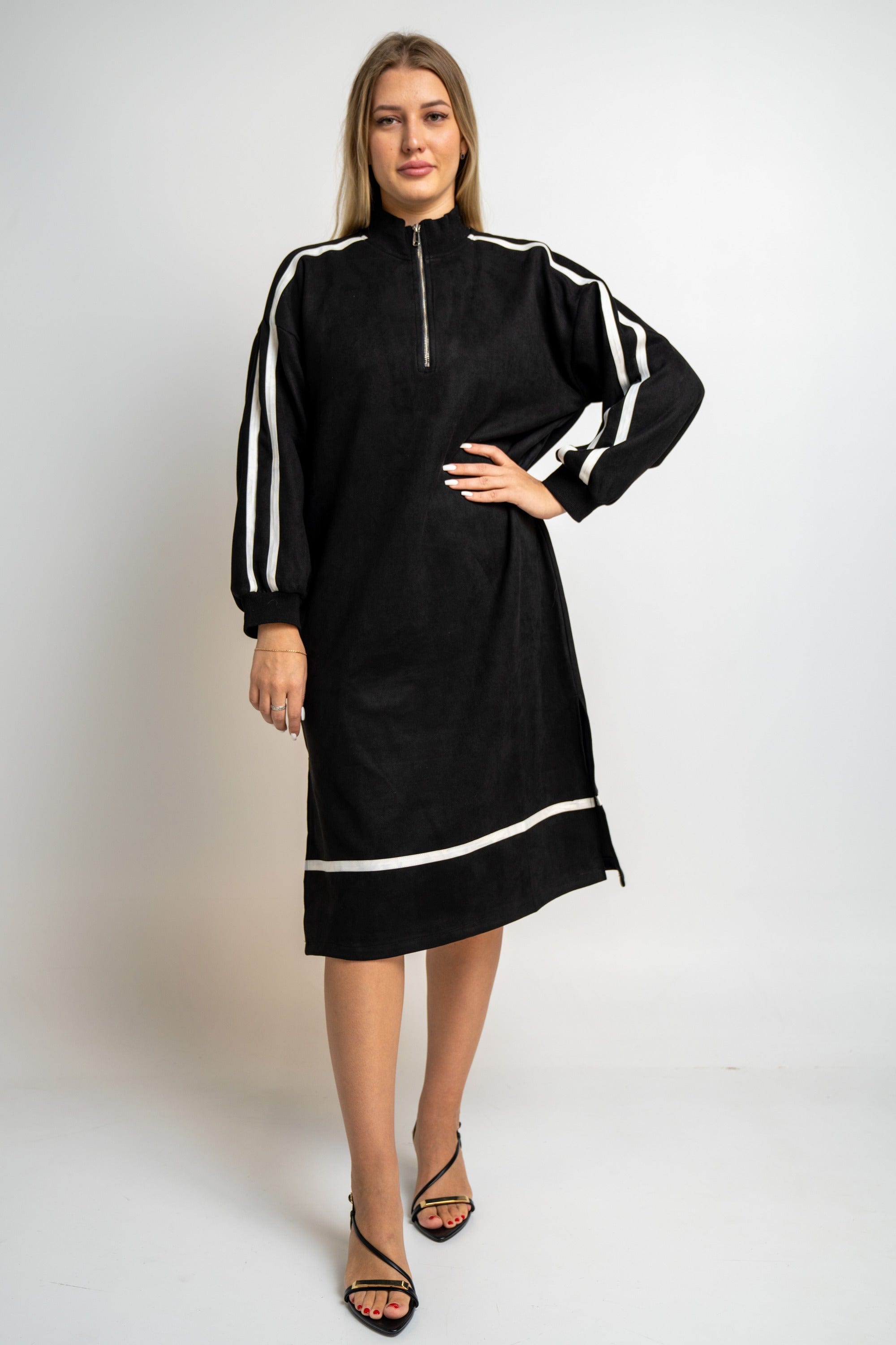 نتشي فستان ميدي واسع كم طويل نسائي