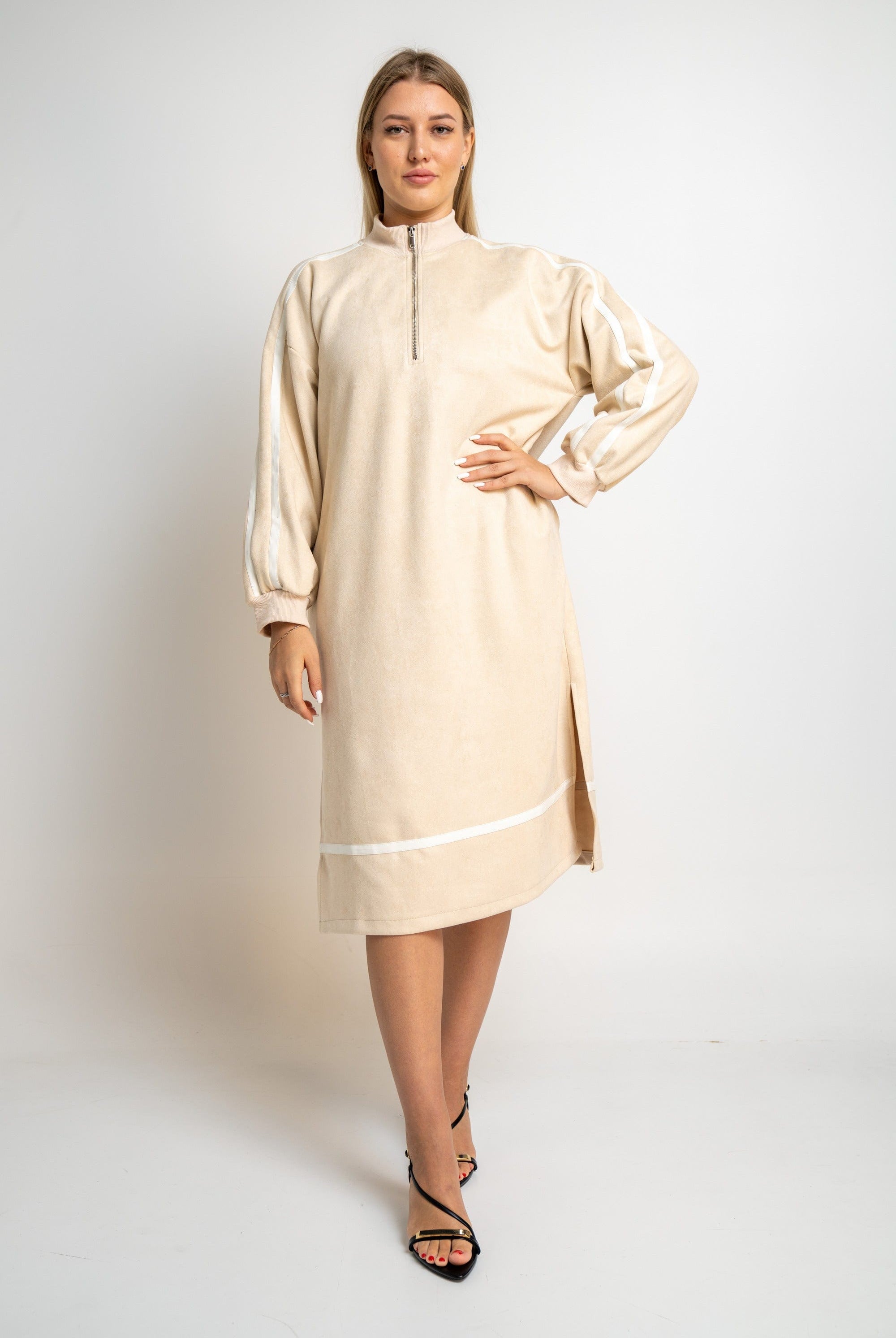 نتشي فستان ميدي واسع كم طويل نسائي