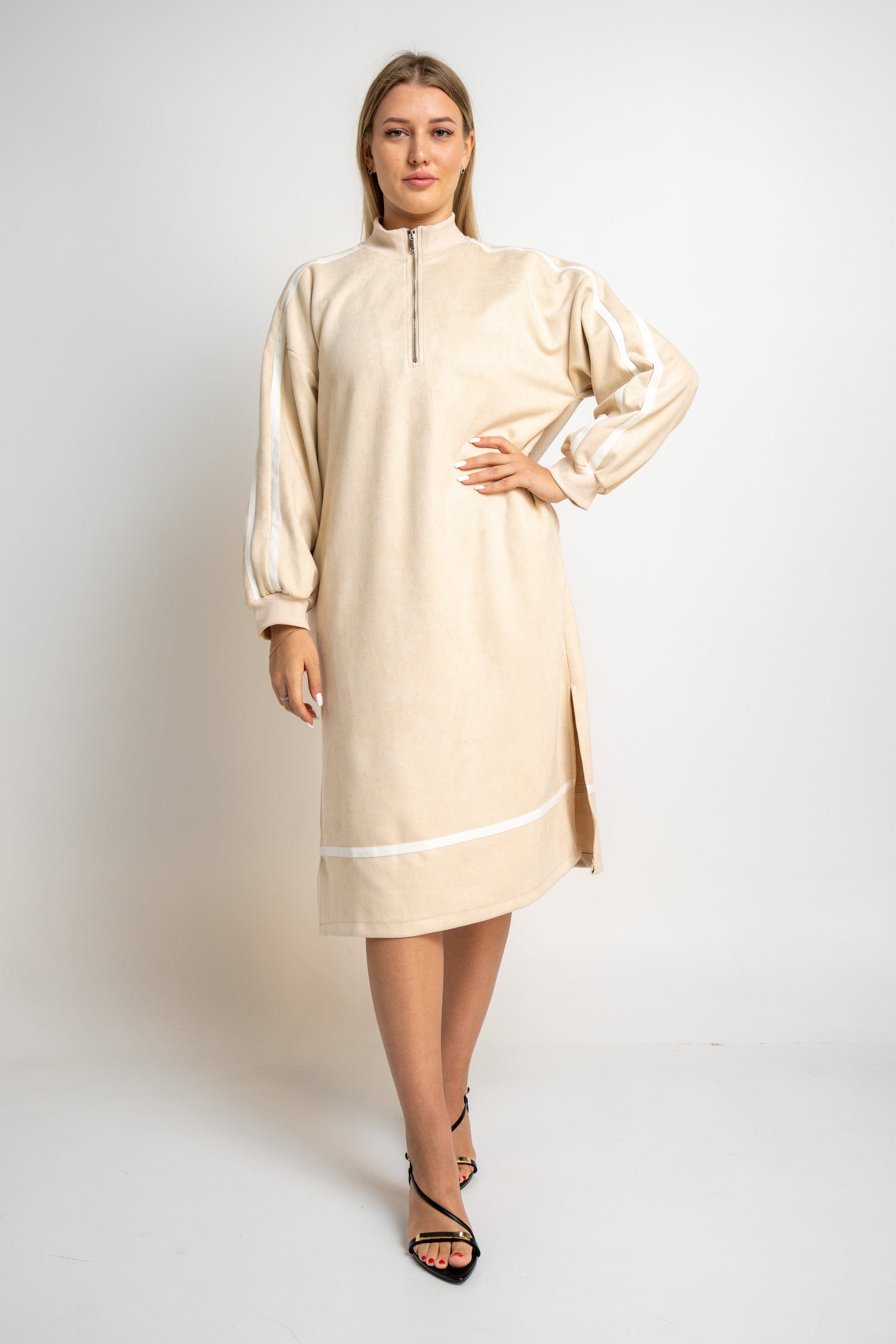 نتشي فستان ميدي واسع كم طويل نسائي