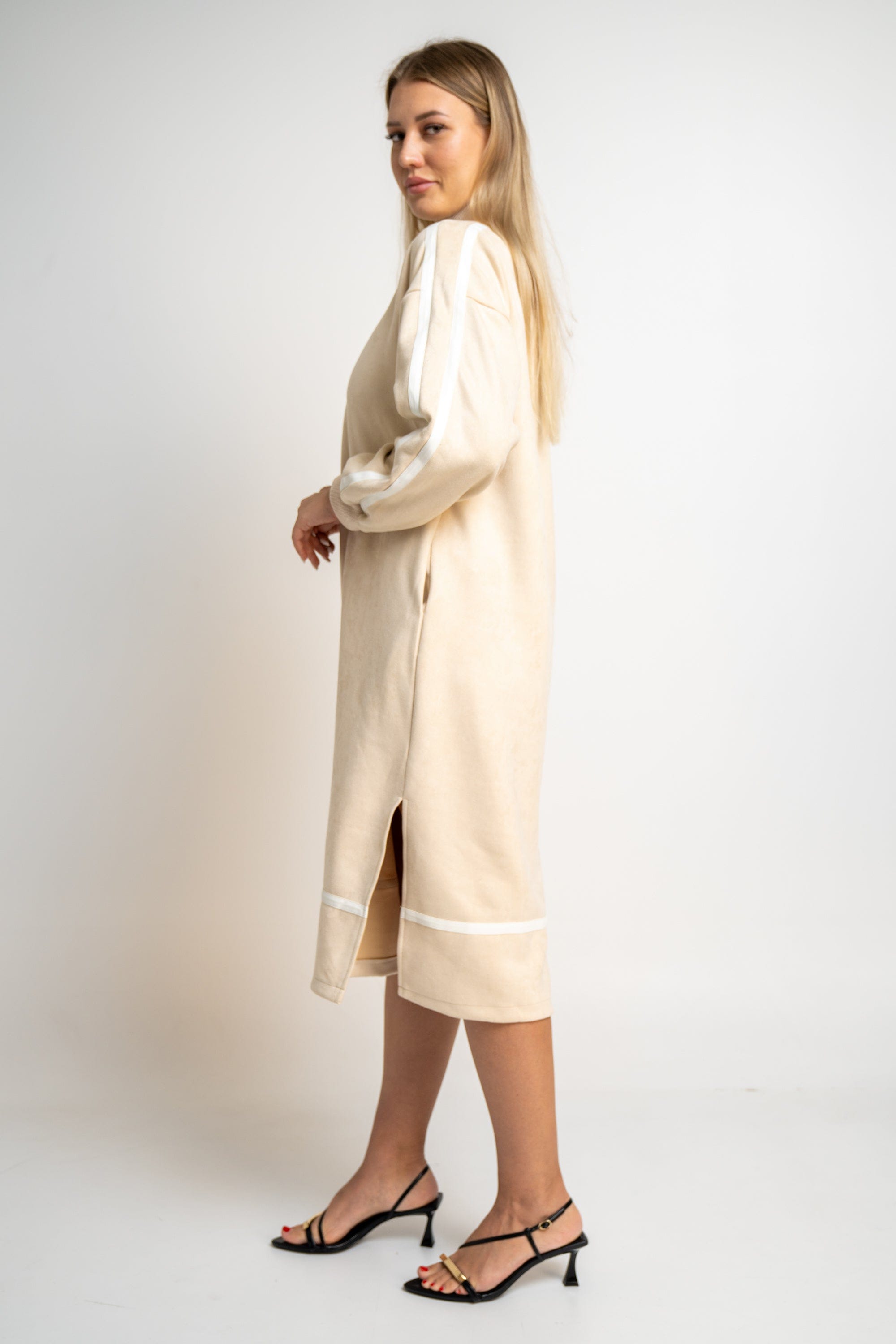 نتشي فستان ميدي واسع كم طويل نسائي