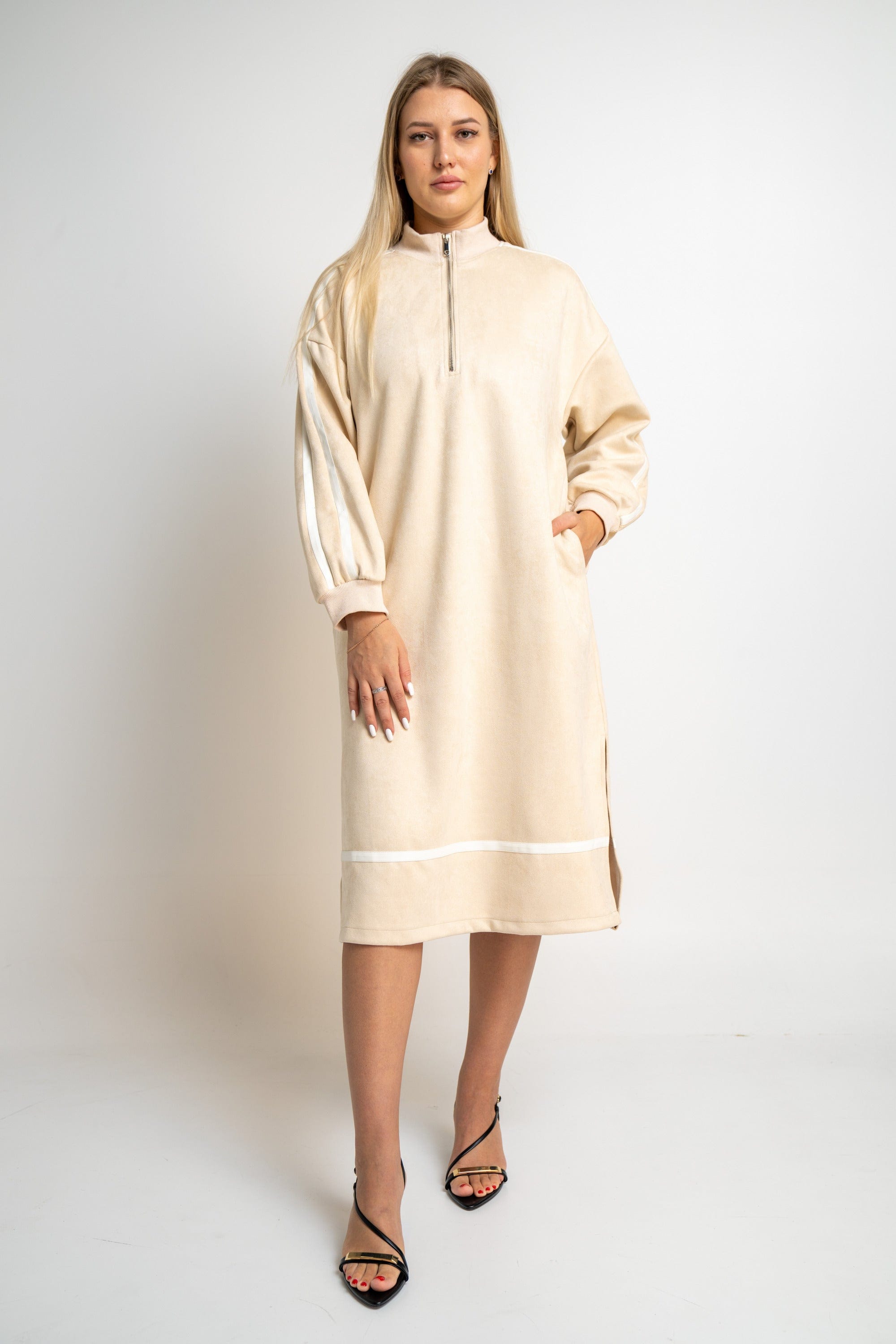 نتشي فستان ميدي واسع كم طويل نسائي