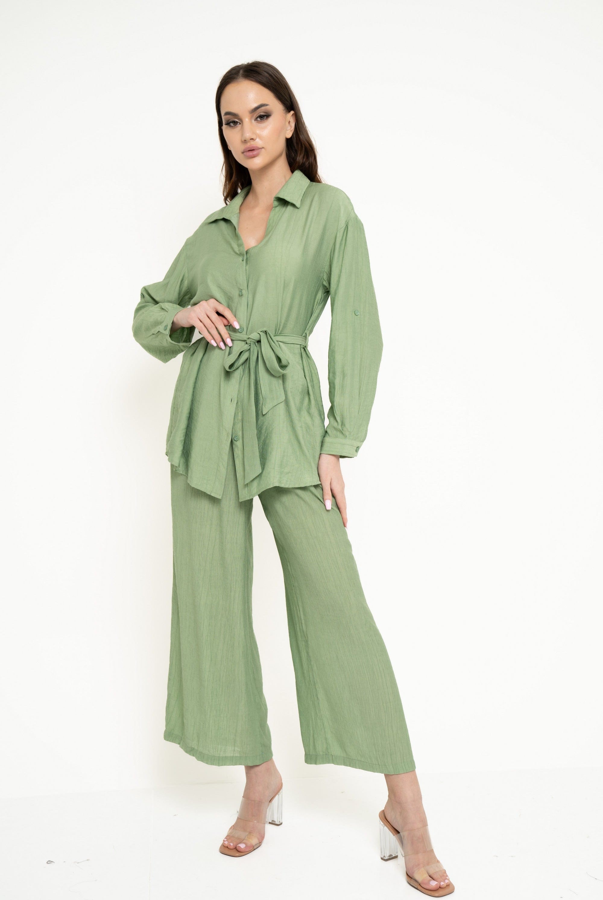 نتشي بنطلون طويل سادة واسع نسائي