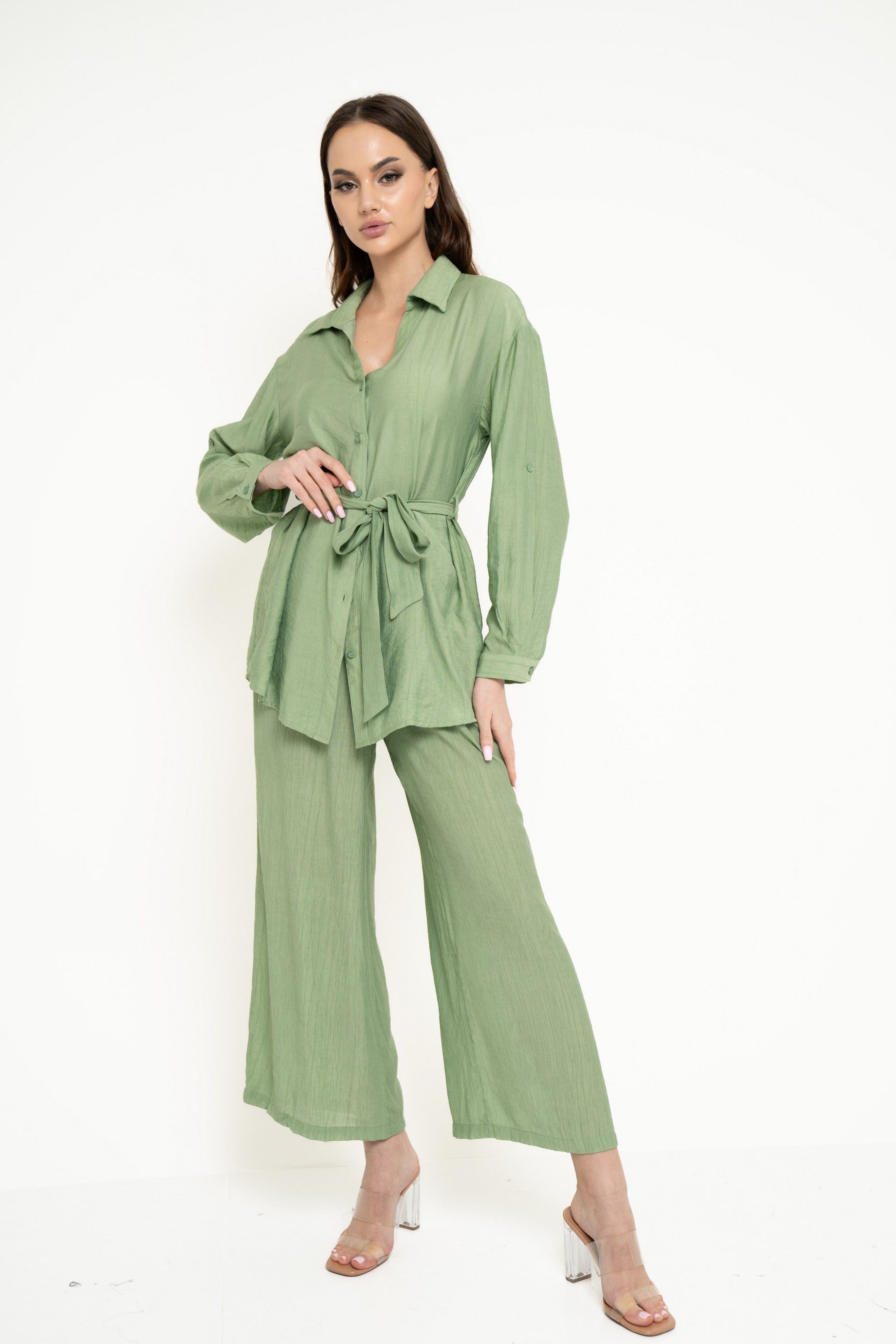 نتشي بنطلون طويل سادة واسع نسائي