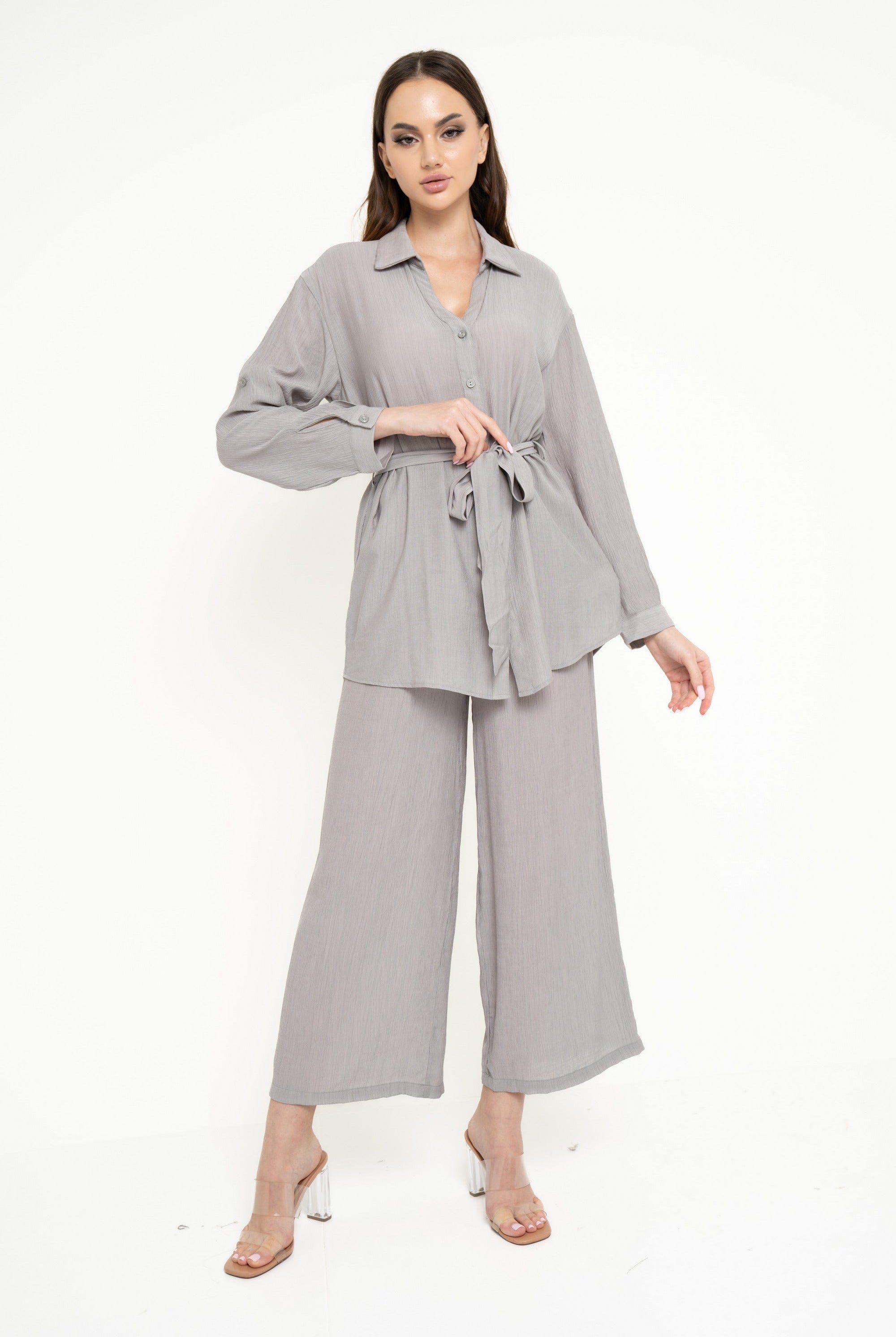 نتشي قميص بأزرار أمامية كم طويل نسائي