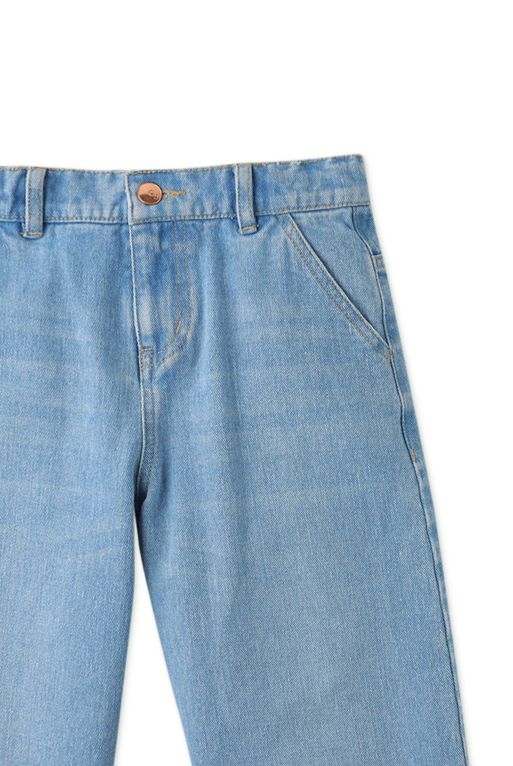 جينجرسنابس بنطلون جينز سادة أزرق بناتي - أزرق