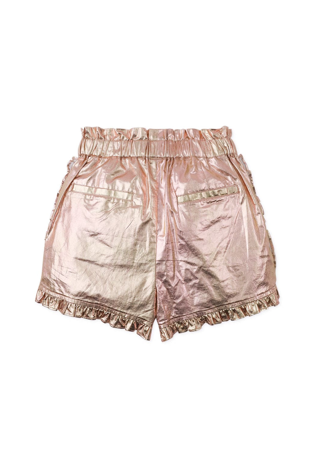 جينجرسنابس شورت لامع بناتي مكشكش من الجانبين معدني