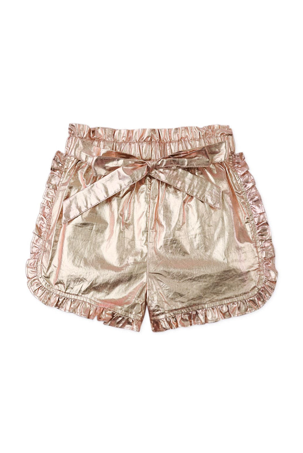 جينجرسنابس شورت لامع بناتي مكشكش من الجانبين معدني