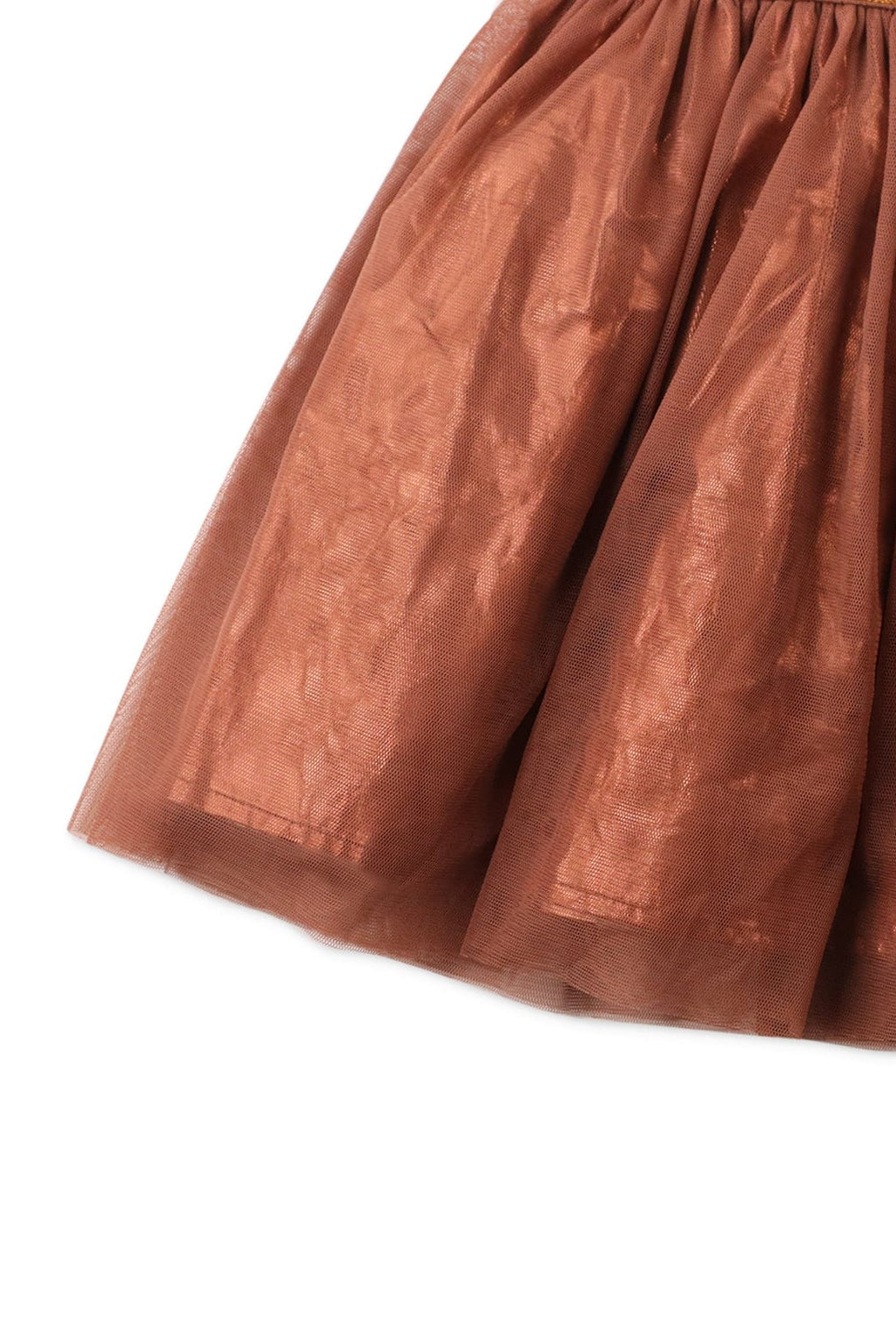 جينجرسنابس تنورة بناتي لامعة منفوشة بني