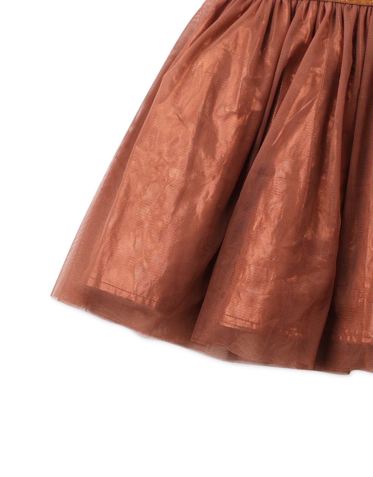 جينجرسنابس تنورة بناتي لامعة منفوشة بني