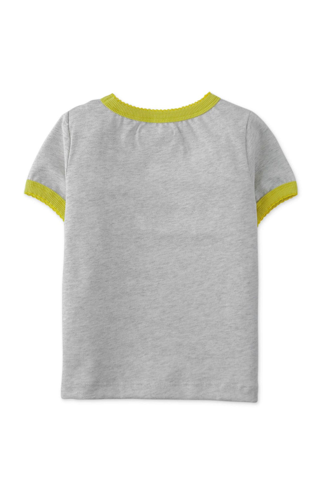 جينجرسنابس تيشيرت بناتي برسمة تفاحة أمامية نص كم رمادي