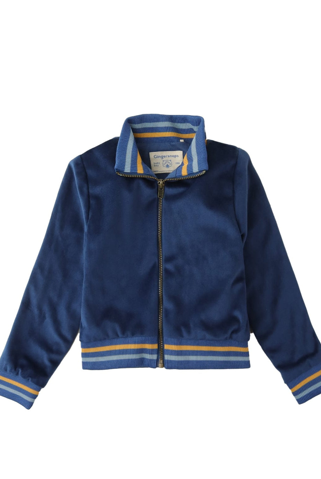 جينجرسنابس جاكيت أطفالي سادة بياقة وأساور مطاط أزرق