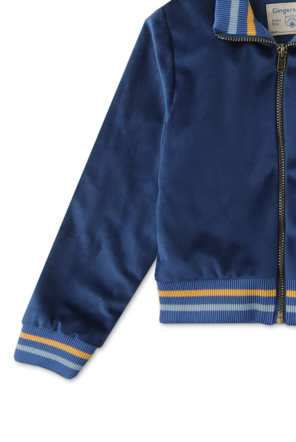 جينجرسنابس جاكيت أطفالي سادة بياقة وأساور مطاط أزرق