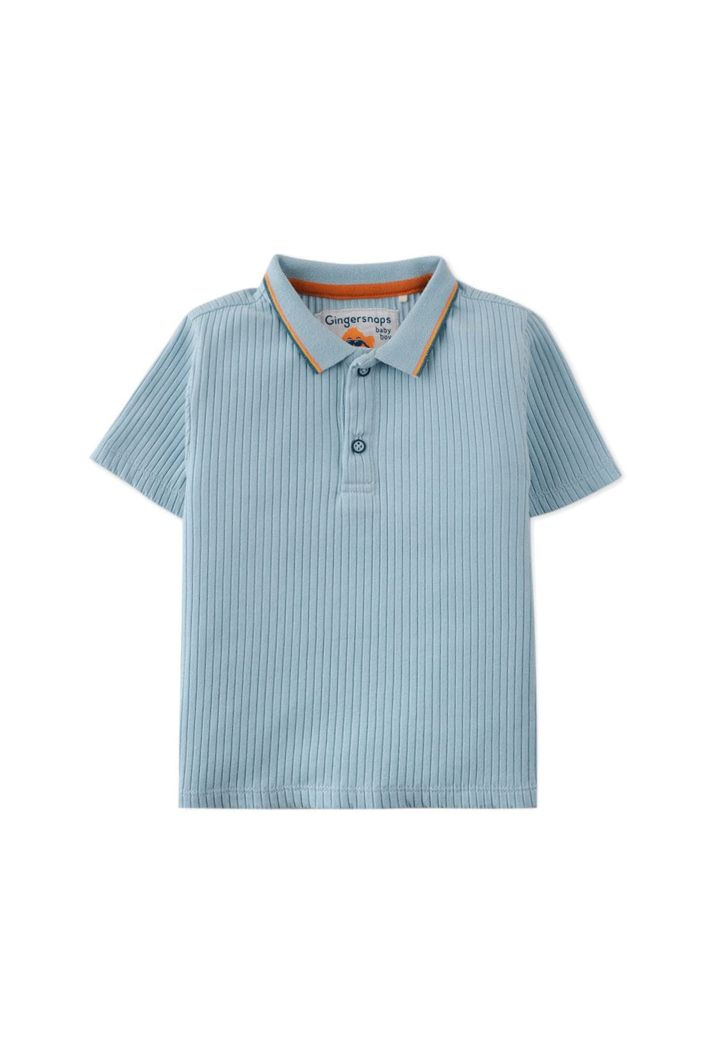 جينجرسنابس تيشيرت بولو مضلع نص كم ولادي حديثي الولادة أزرق
