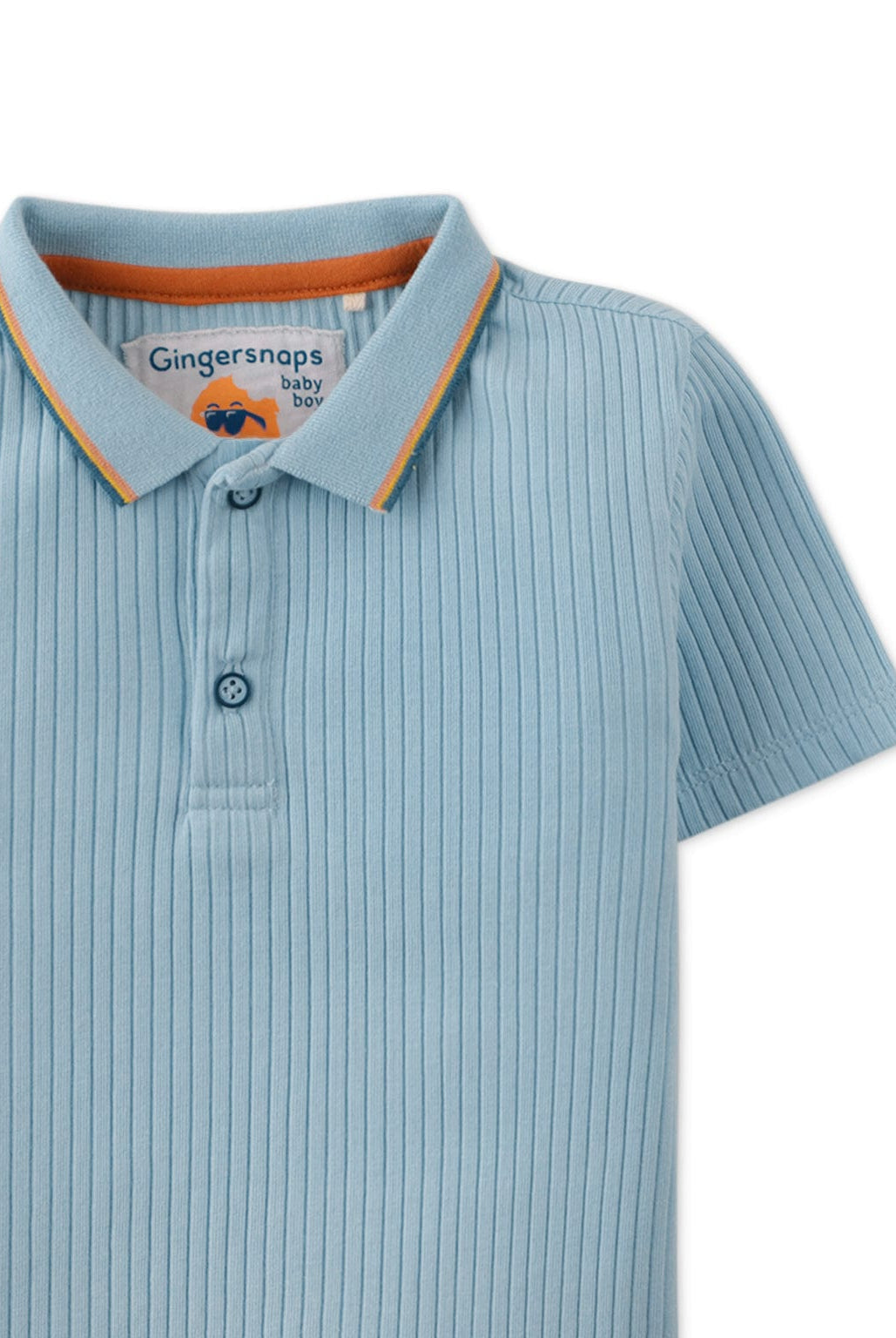 جينجرسنابس تيشيرت بولو مضلع نص كم ولادي حديثي الولادة أزرق