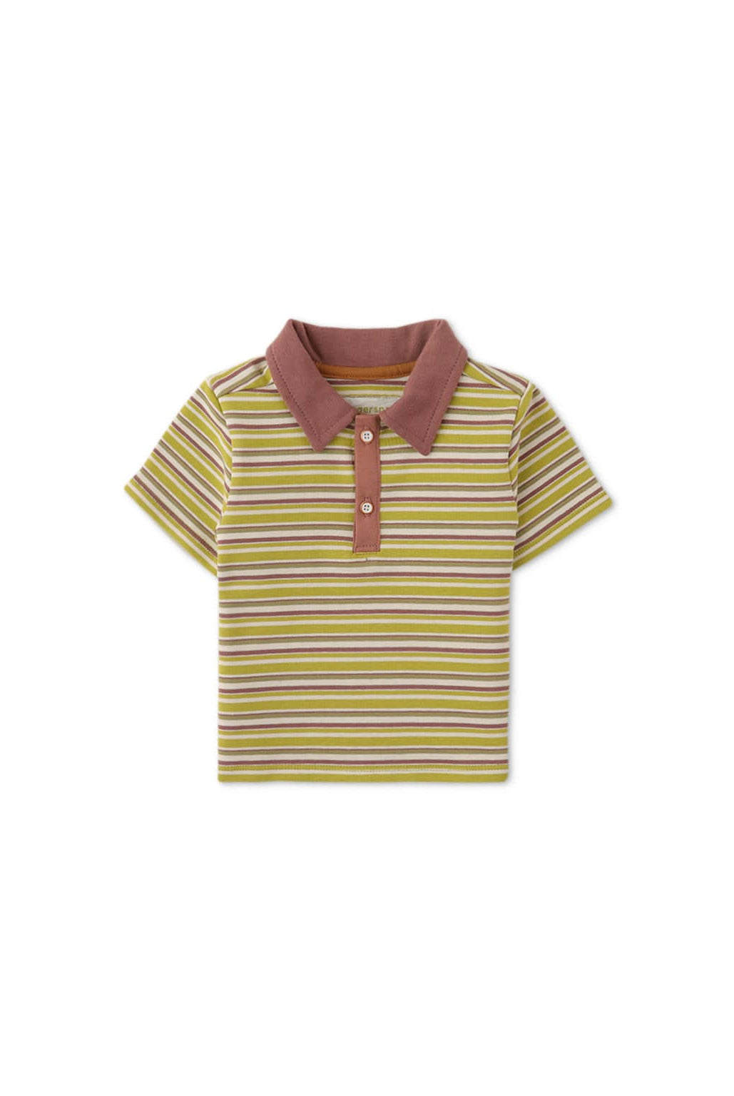 جينجرسنابس تيشيرت مخطط بياقة بالعرض بأزرار بيبي ولادي أخضر