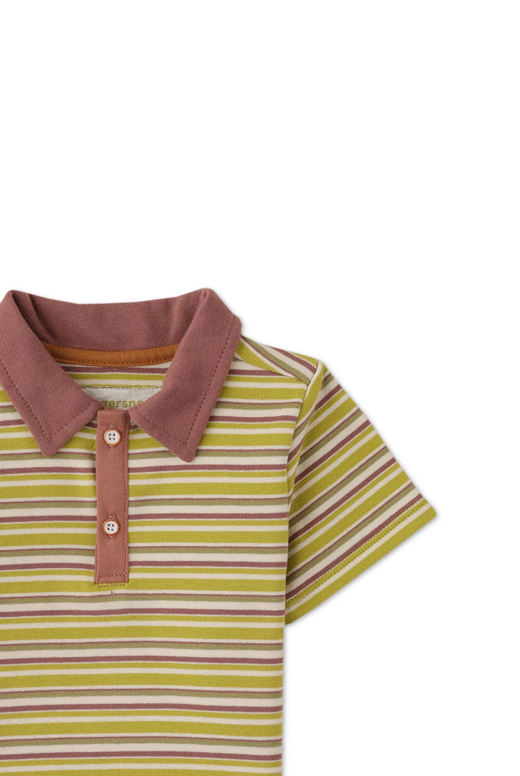 جينجرسنابس تيشيرت مخطط بياقة بالعرض بأزرار بيبي ولادي أخضر