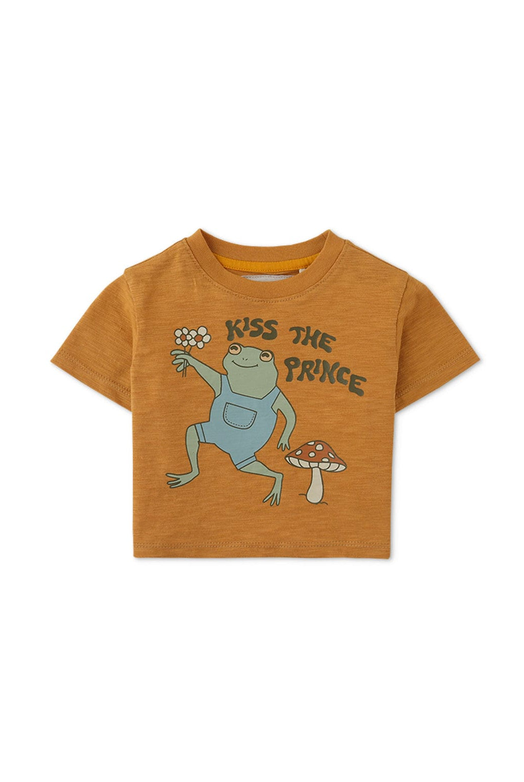 جينجرسنابس تيشيرت نص كم برسمة أمامية أولادي برتقالي