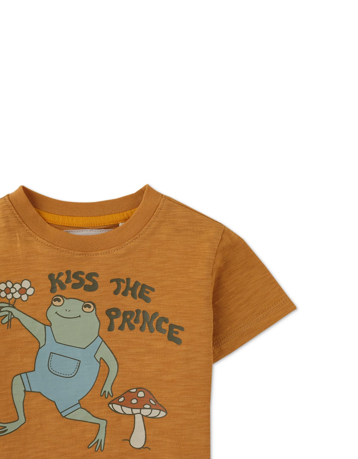 جينجرسنابس تيشيرت نص كم برسمة أمامية أولادي برتقالي