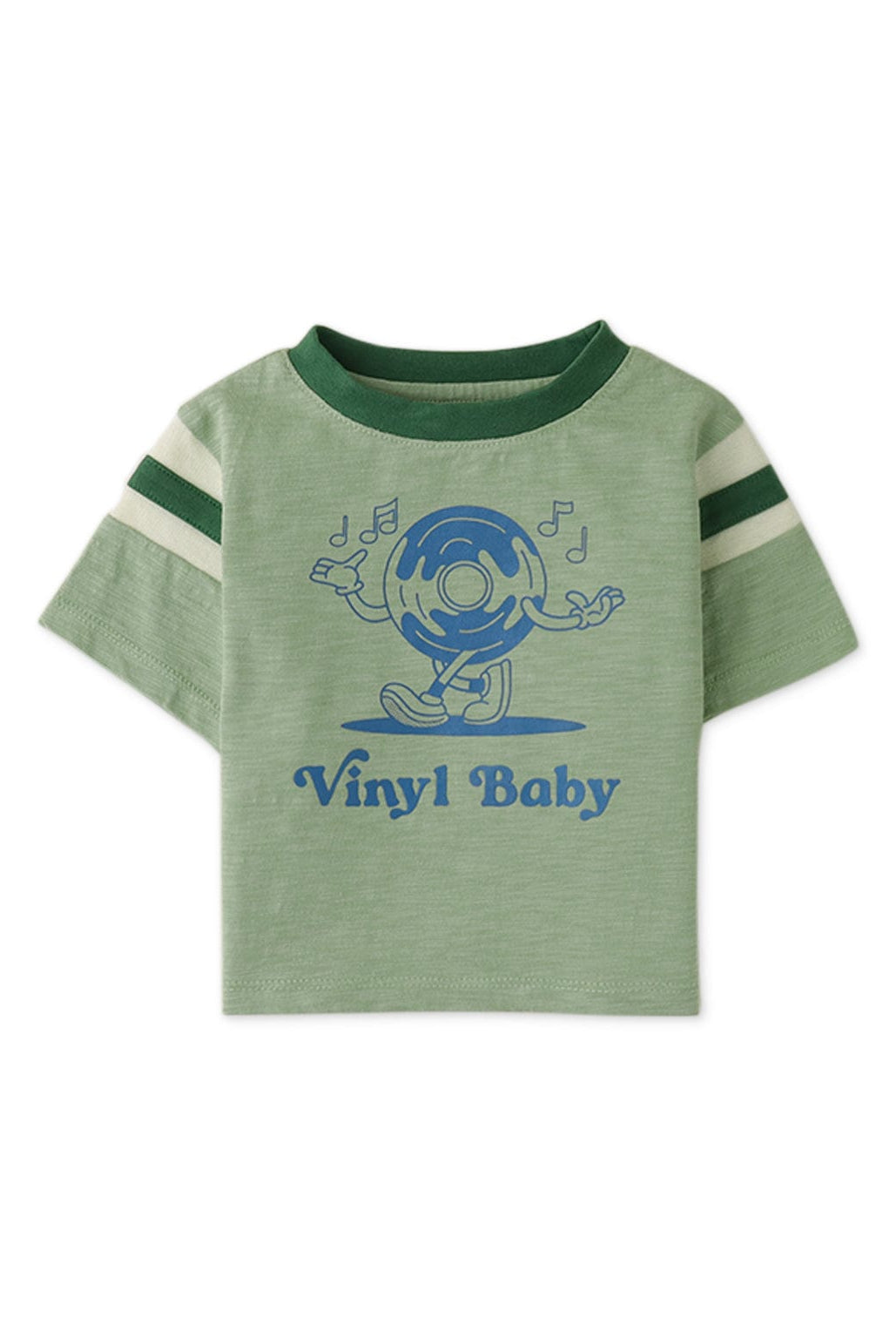 جينجرسنابس تيشيرت حديثي الولادة اولاد بطبعة أمامية نص كم أخضر