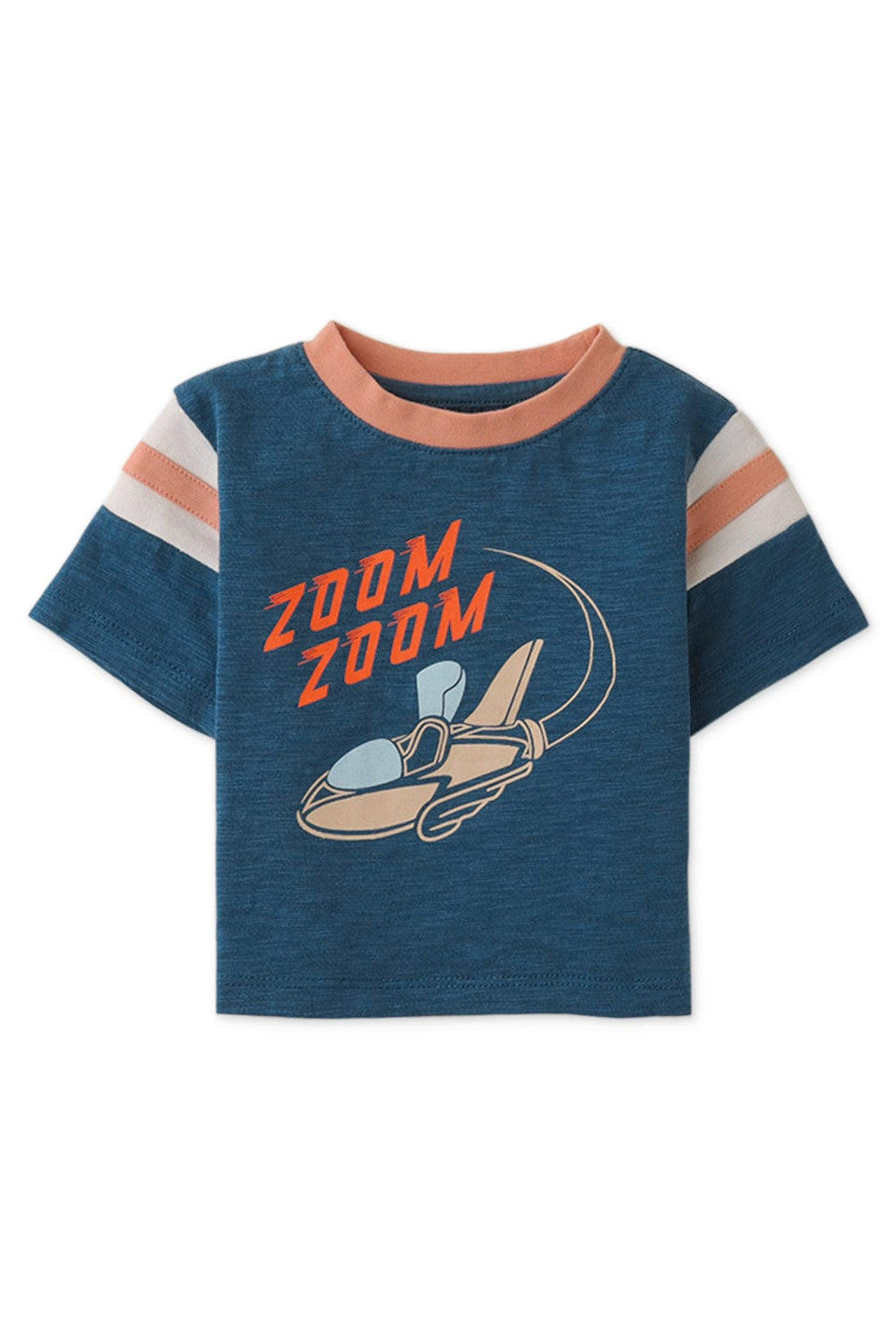 جينجرسنابس تيشيرت حديثي الولادة ولادي نص كم بطبعة أمامية أزرق