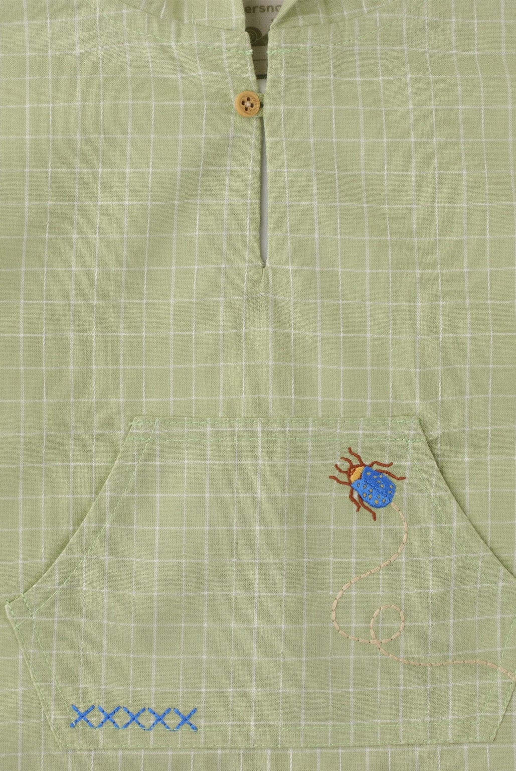 جينجرسنابس قميص بيبي ولادي بقبعة مربعات كم طويل أخضر