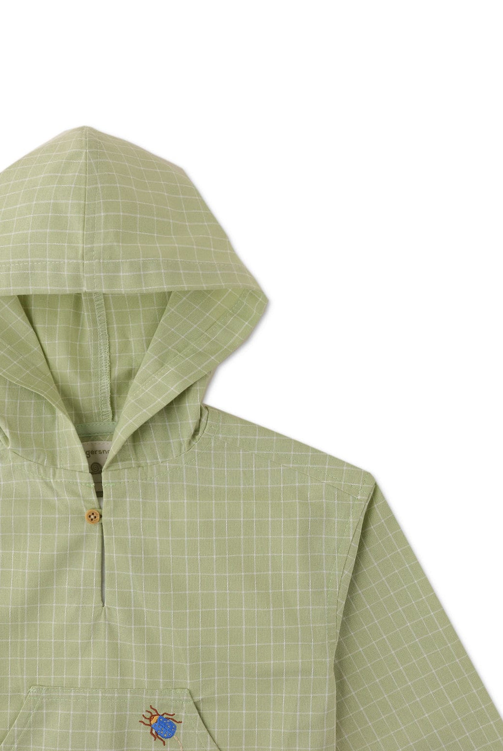 جينجرسنابس قميص بيبي ولادي بقبعة مربعات كم طويل أخضر