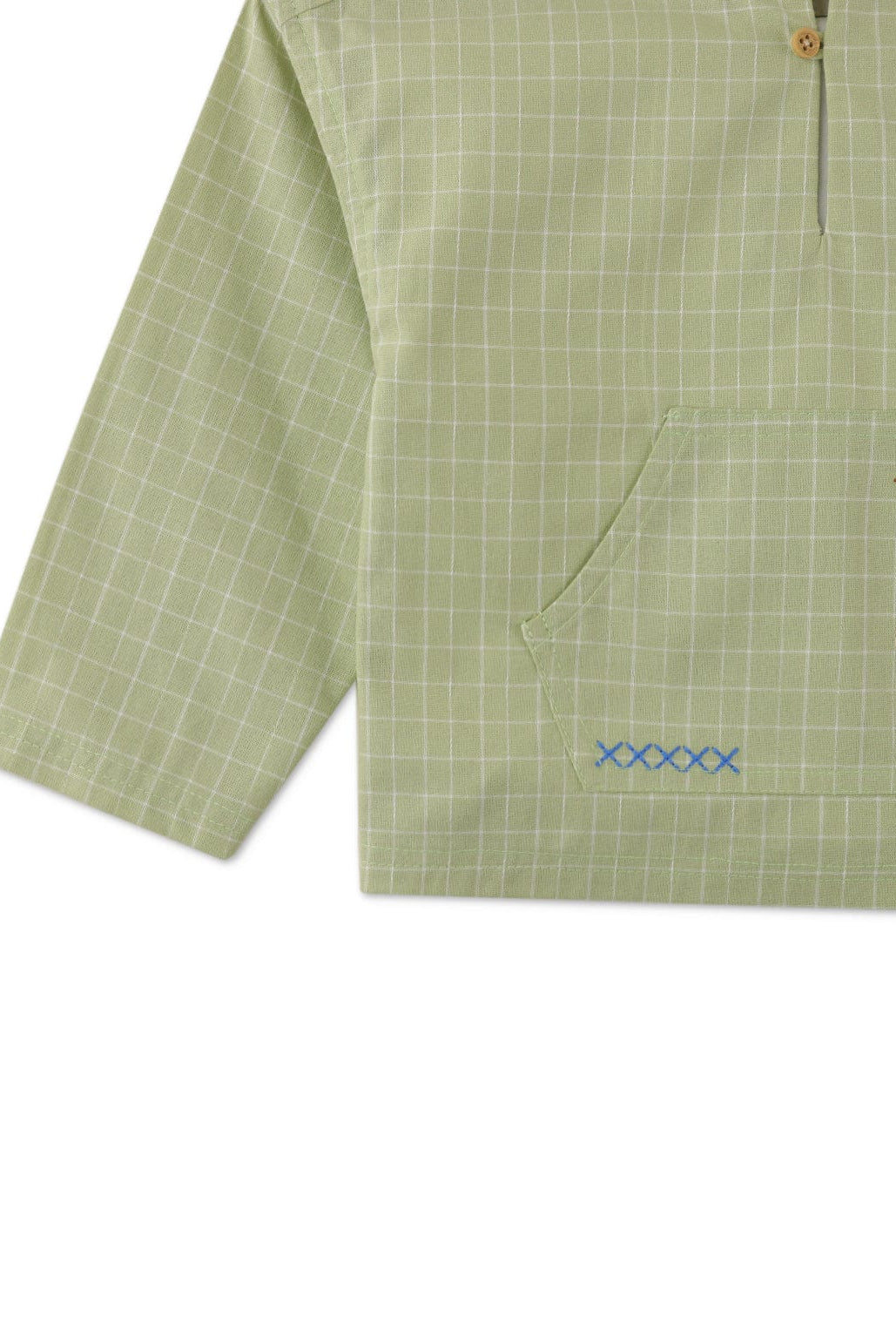 جينجرسنابس قميص بيبي ولادي بقبعة مربعات كم طويل أخضر