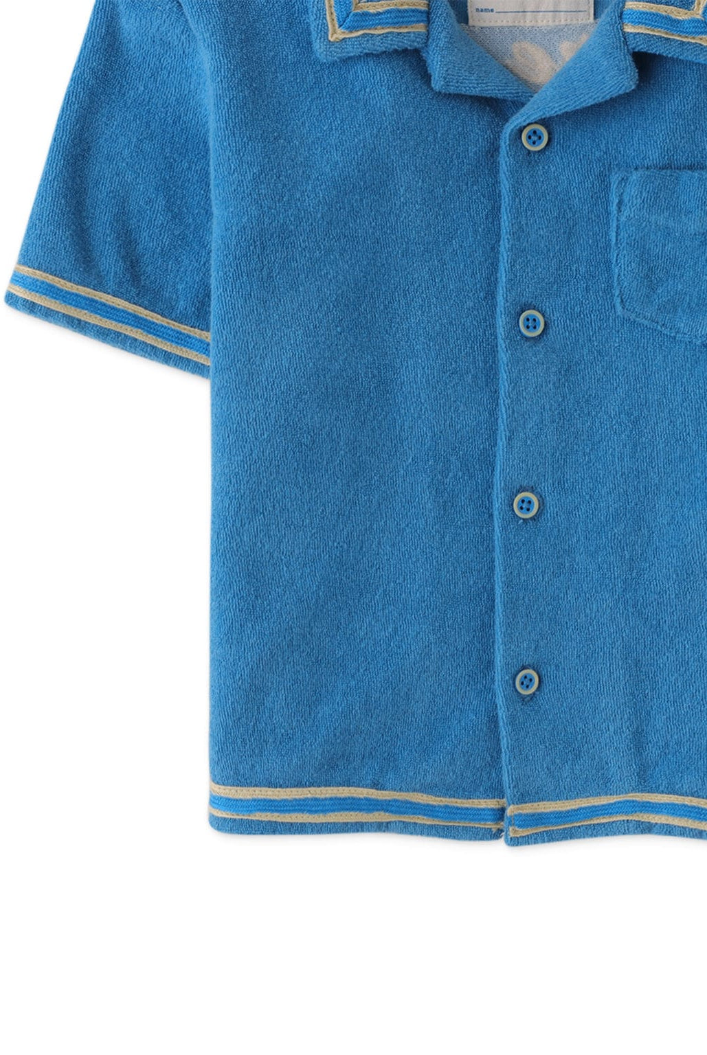 جينجرسنابس قميص بولو منسوج للأولاد حديثي الولادة نص كم بجيب أمامي أزرق