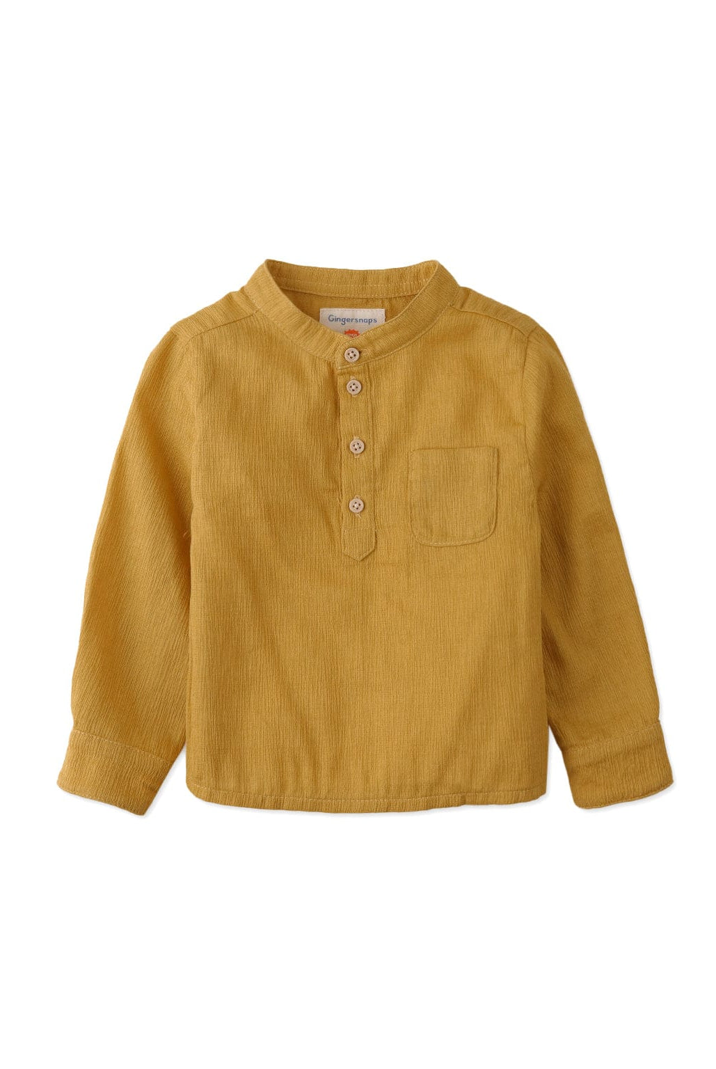 جينجرسنابس قميص بولو منسوج للأولاد حديثي الولادة سادة بأزرار أمامية أصفر