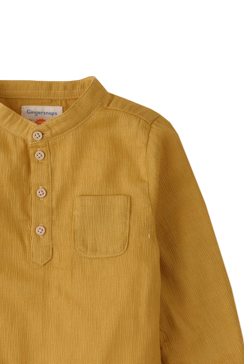 جينجرسنابس قميص بولو منسوج للأولاد حديثي الولادة سادة بأزرار أمامية أصفر