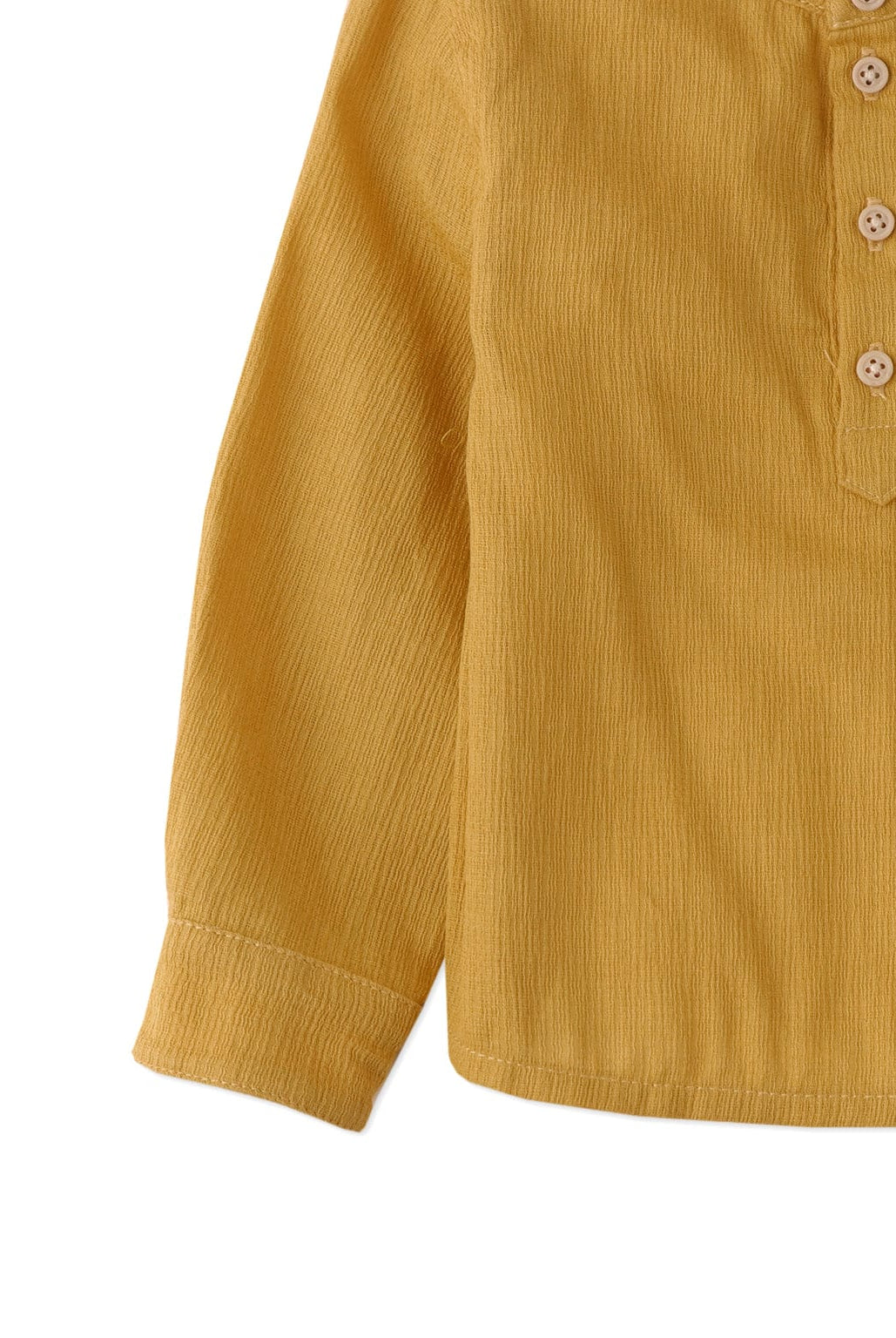 جينجرسنابس قميص بولو منسوج للأولاد حديثي الولادة سادة بأزرار أمامية أصفر