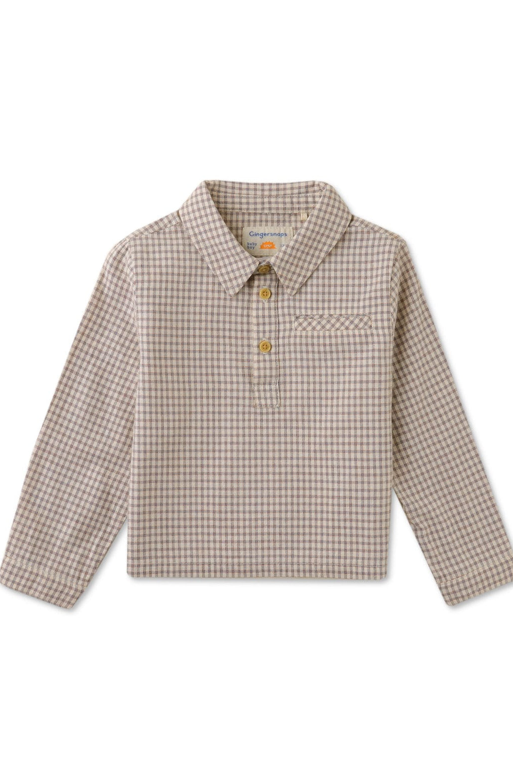 جينجرسنابس قميص بولو منسوج للأولاد حديثي الولادة مربعات بأزرار أمامية متعدد الألوان