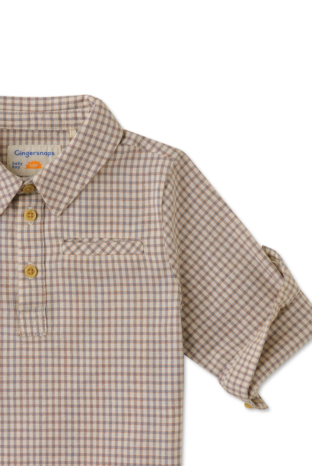 جينجرسنابس قميص بولو منسوج للأولاد حديثي الولادة مربعات بأزرار أمامية متعدد الألوان
