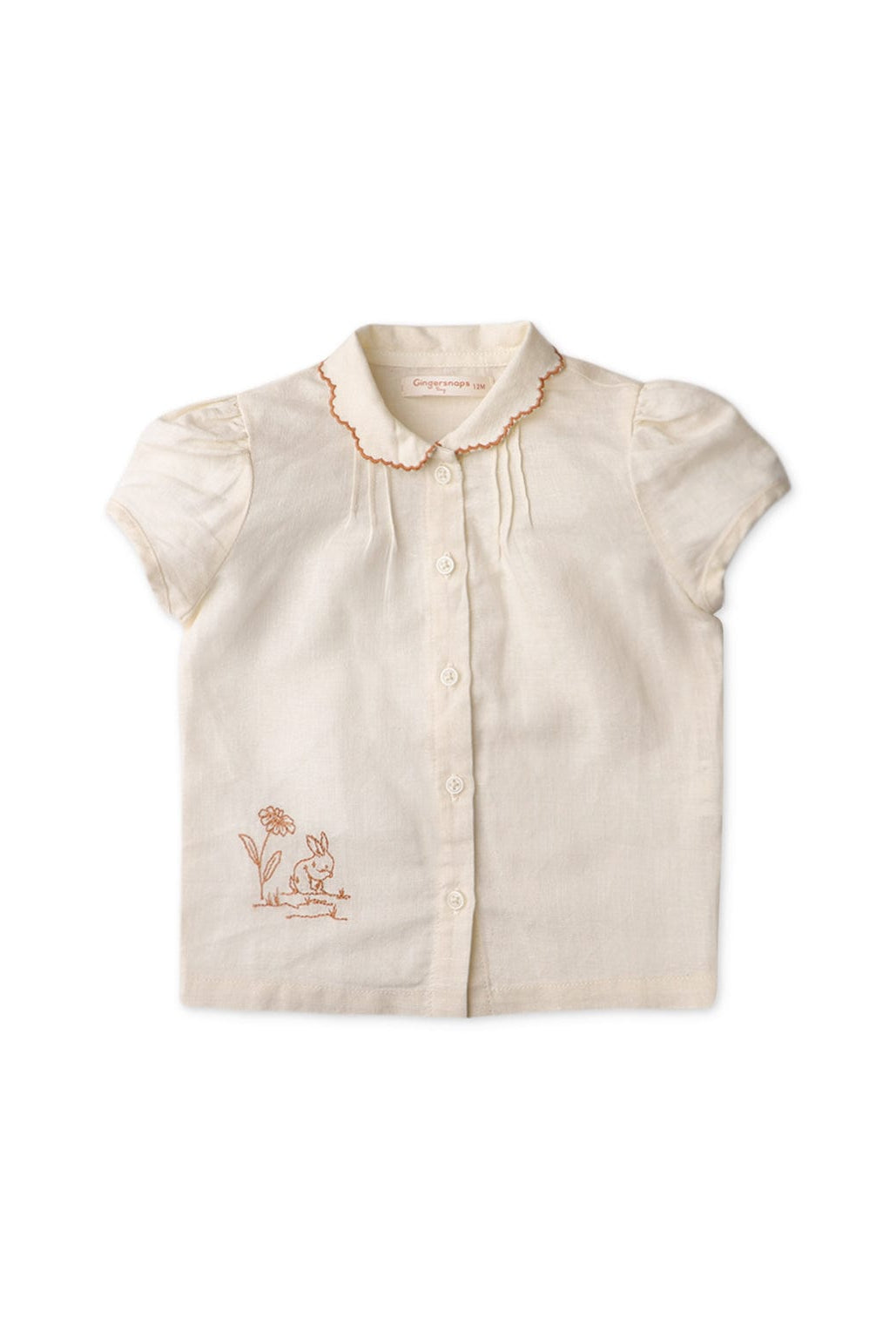 جينجرسنابس بلوزة بأزرار أمامية كم قصير بيبي بناتي أوف وايت