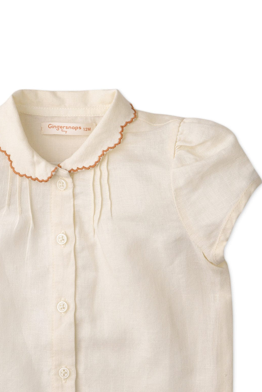 جينجرسنابس بلوزة بأزرار أمامية كم قصير بيبي بناتي أوف وايت