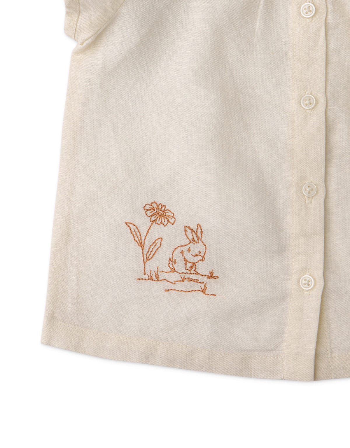 جينجرسنابس بلوزة بأزرار أمامية كم قصير بيبي بناتي أوف وايت