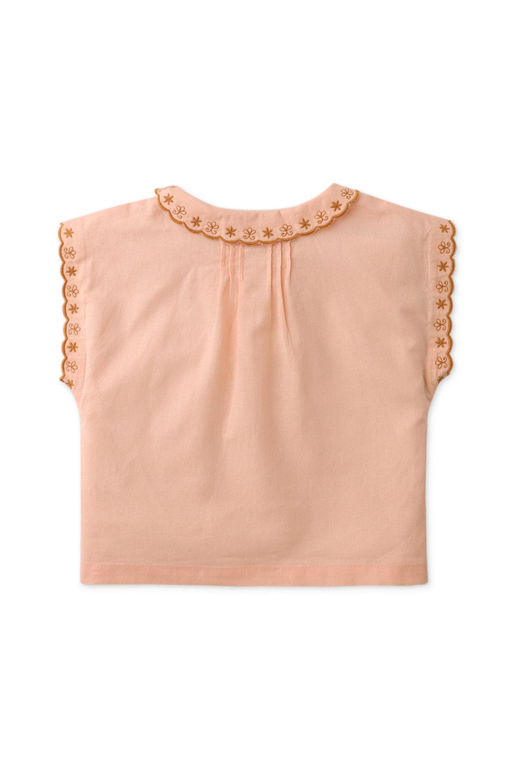 جينجرسنابس بلوزة بيبي بناتي مزينة بتطريز كم قصير خوخي