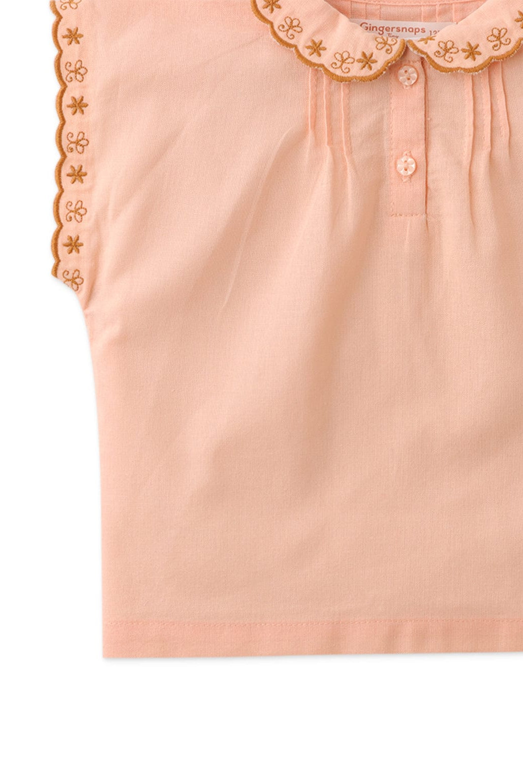 جينجرسنابس بلوزة بيبي بناتي مزينة بتطريز كم قصير خوخي