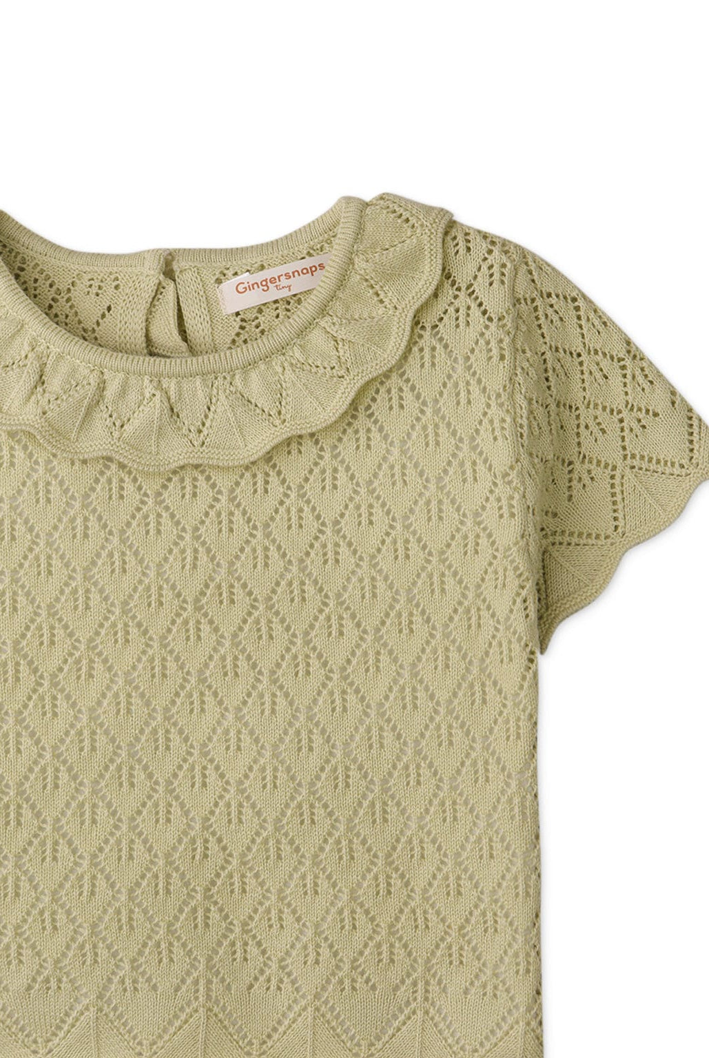 جينجرسنابس بلوزة بيبي بناتي مخرمة نص كم أخضر