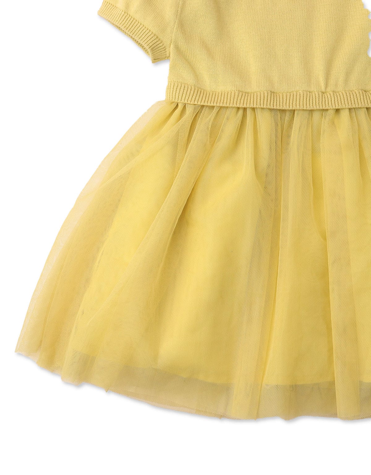 جينجرسنابس فستان بيبي بنات للأطفال مخرم بكشكشة أصفر